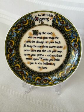 In Box Clara Bone China Irish Blessing Wall Plate Celtic Knot Home Wall Decor